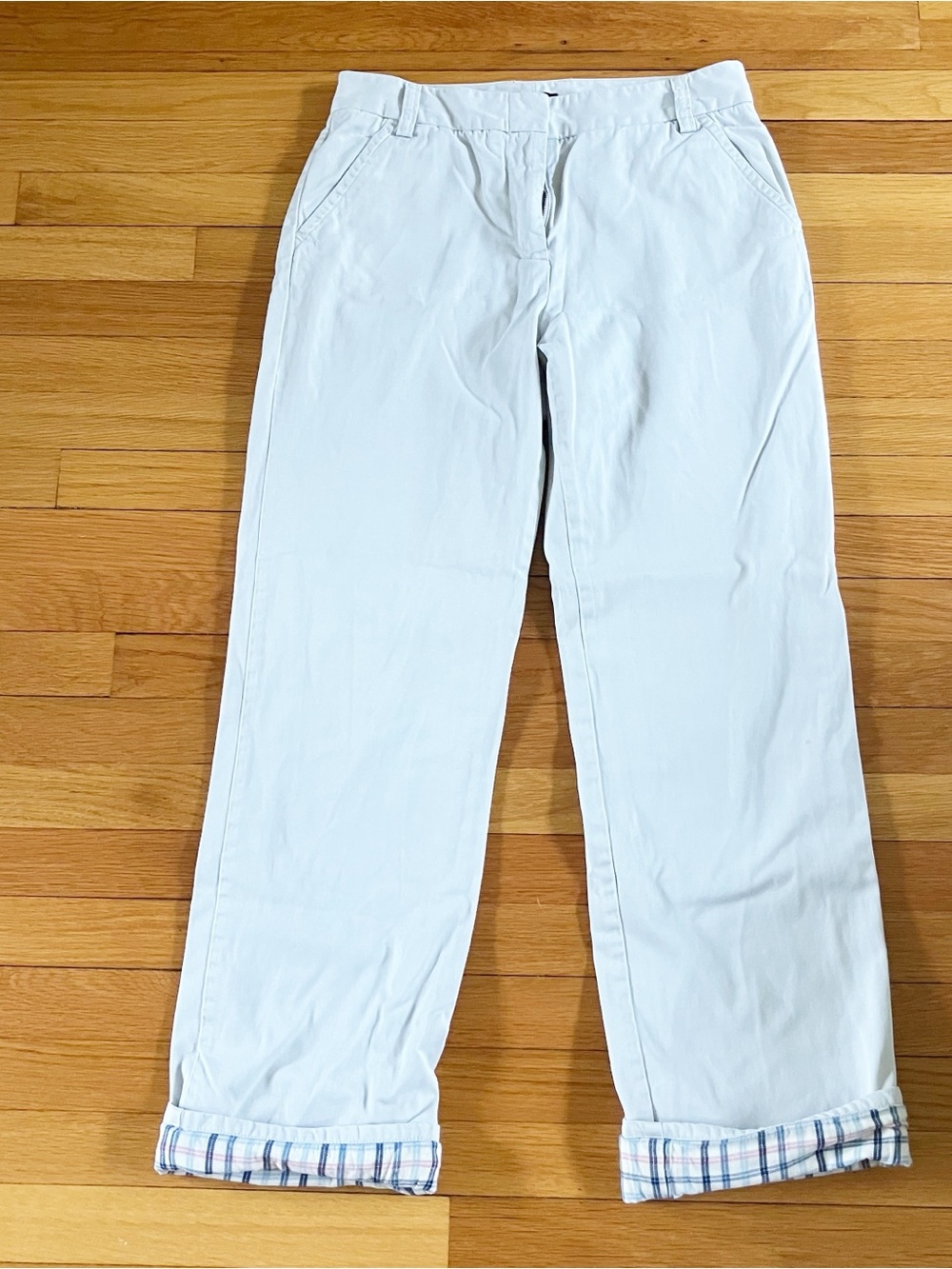 J.Crew Cream Cotton Classiccore Preppy Flannel Wide Leg Chino Khaki Pants 8